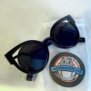Womens Fashion Sunglasses Round Cateye Double Frame Zig Zag Design Meowingtons